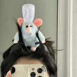 5PCS Headband Cartoon Mouse Hairband New Cartoon Plush Doll Headband French Wide-brim Hairpin Photo Headwear Creative Girl Gift