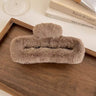 Winter Plush Square Hair Claw for Women Korean Elegant Acrylic Hairpins Faux Fur Hair Clip Pink Barrette Crab Hair Accessories