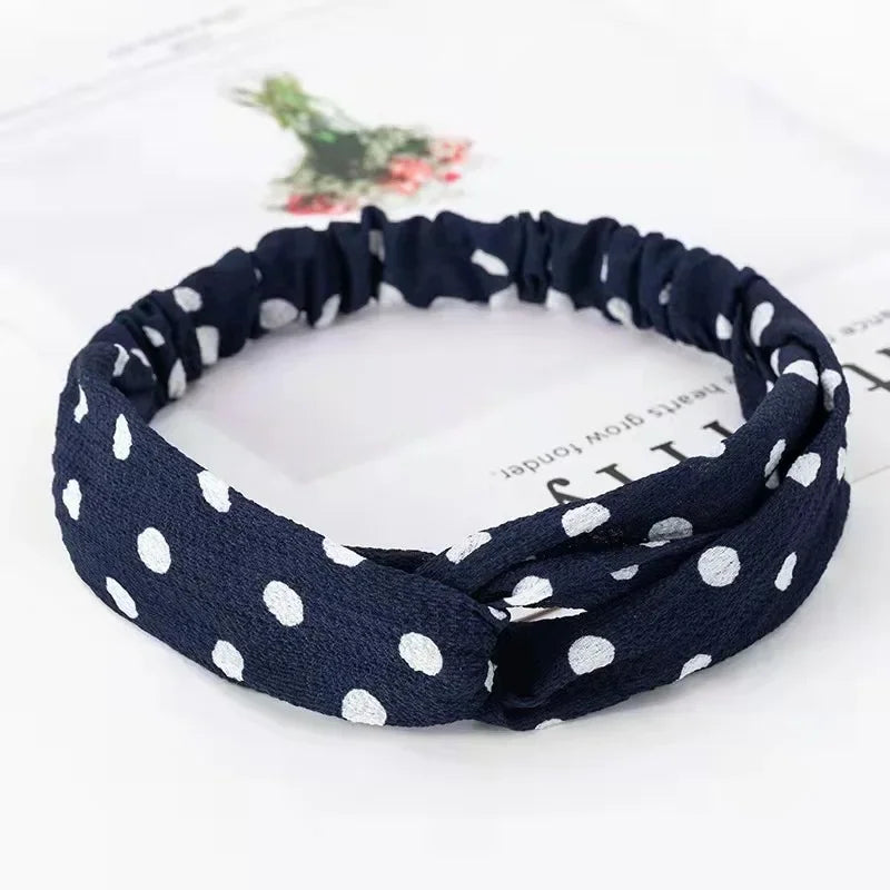 Fashion WomenFloral Headband Hair Accessories Leopard Cross Knotted Bow Chiffon Hair Band Girls Headdress Ladies Hoop Headwear