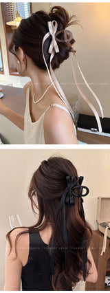 Black Bow Ribbon Hair Claw Clips Temperament Elegant Hairpin Women Princess Headdress Fashion Grab Clip Female Hair Accessories