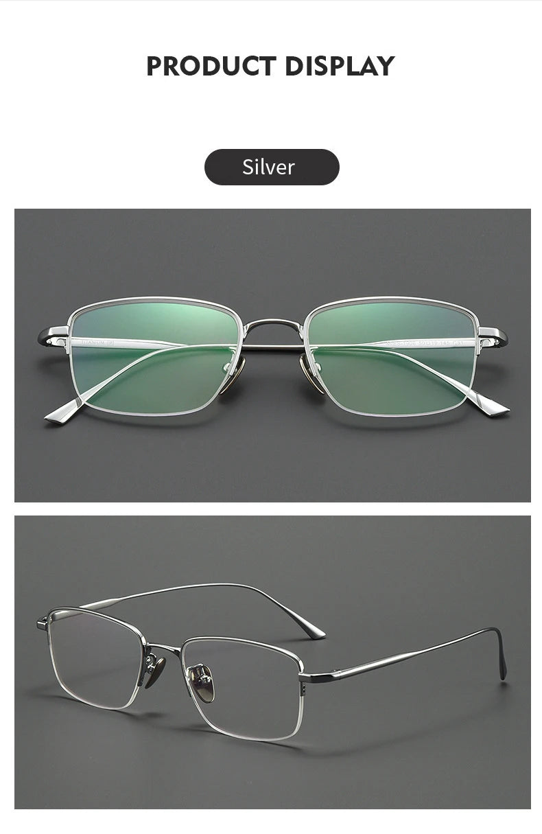 Lzabella New Men's Half Frame Glasses Business Casual Pure Titanium Frame Fashionable And Trendy Prescription Glasses 1906