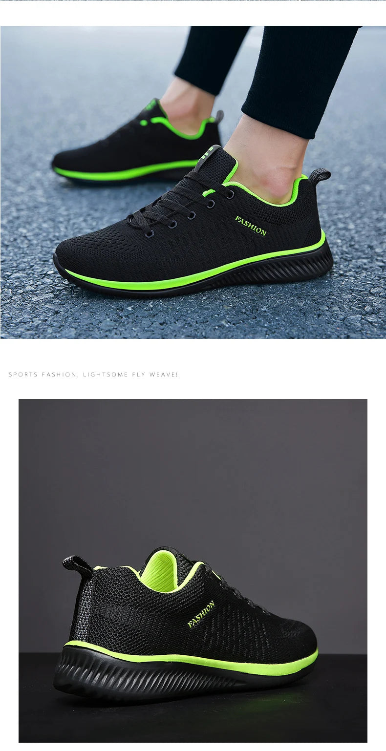 Men Running Sneakers Lightweight Athletic Shoes Classical Mesh Breathable Lace-up Outdoor Walking Shoes Male Tennis Shoes