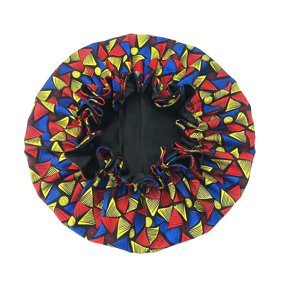 Double Layer Silky Satin Bonnet Women Sleeping Cap Large Reversible Satin Linned Night Sleep Headwrap Hat Hair Wrap Accessories