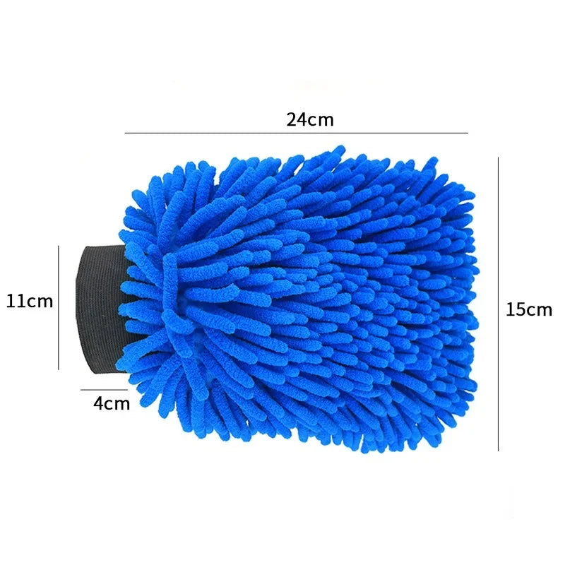 Microfiber Car Wash Gloves Chenille Waterproof Mitt Soft Mesh Back Double-faced Glove Mitt Wax Detailing Brush Car Cleaning Tool