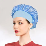 Newly Satin Night Hair Cap Women's Solid Sleeping Hat Sleep Care Bonnet Nightcap For Women Unisex Cap