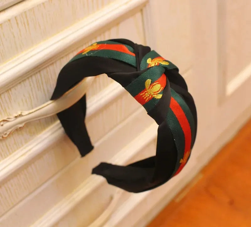 2025 New Fashion Hairband Headband For Women Fashion Turban Striped Hair Band Bee Pattern Print Hair Accessories