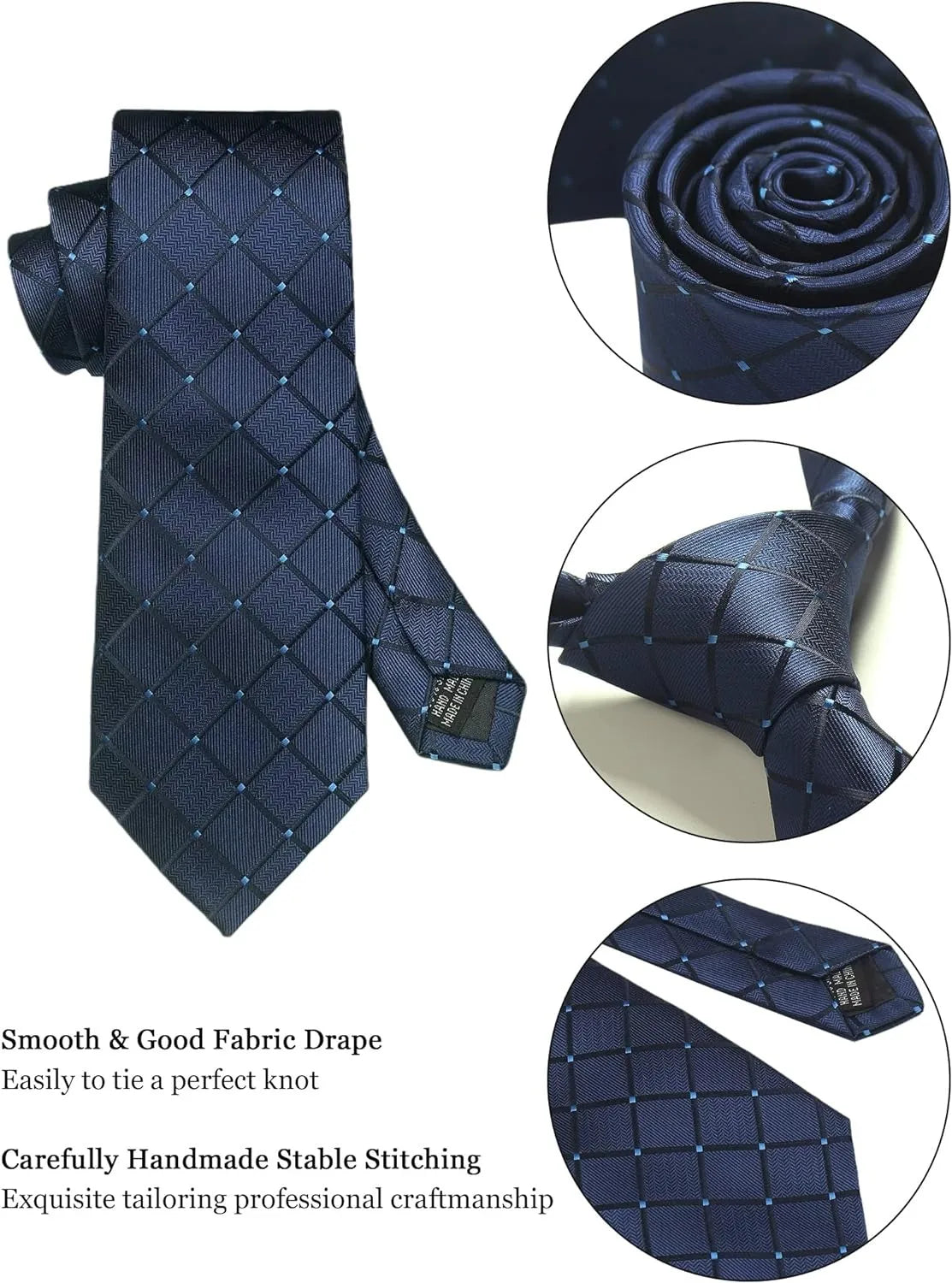 Classic 100% Silk Men's Ties In Gift box 8cm Plaid Dot Striped Business Necktie Handkerchief Cufflinks Wedding Party Tie Set