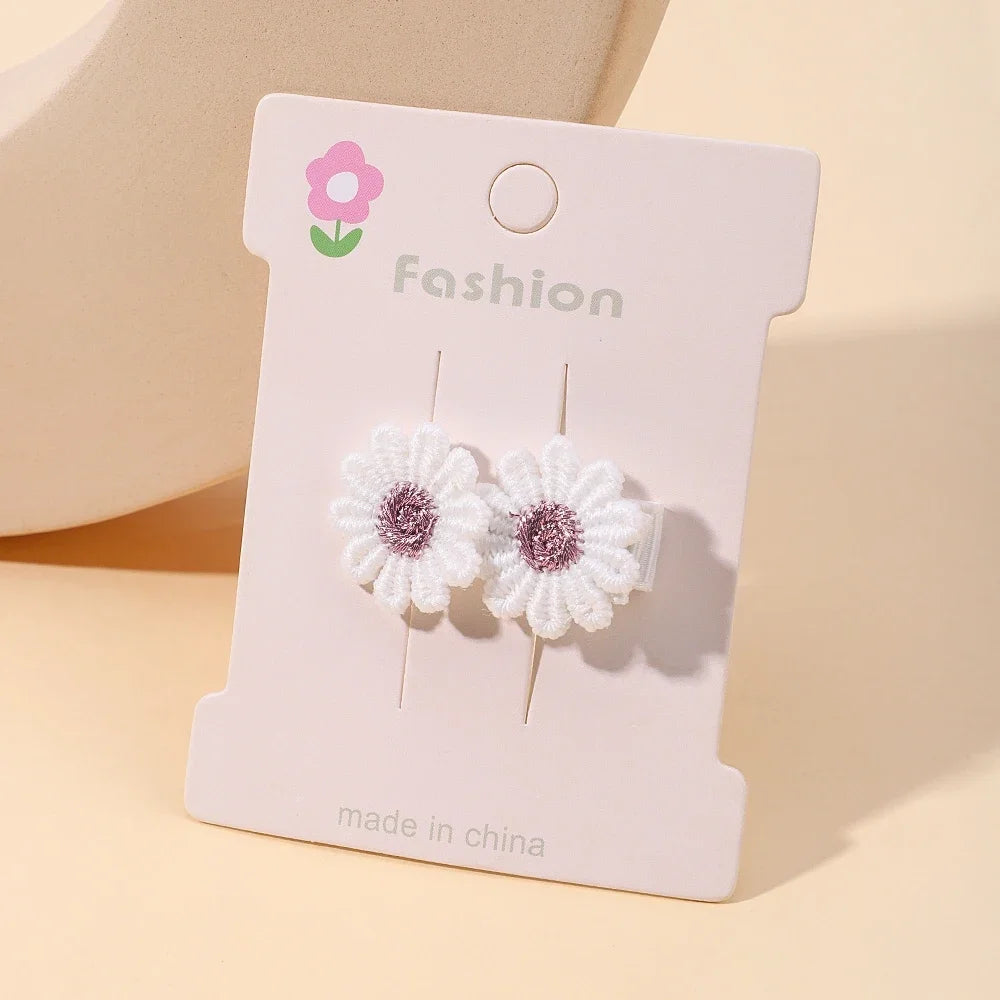 1pcs Ins Daisy Flower Hair Clips Baby Girl Hairpins for Kids Lace White Barette Princess Hooks Infant Accessories Korean