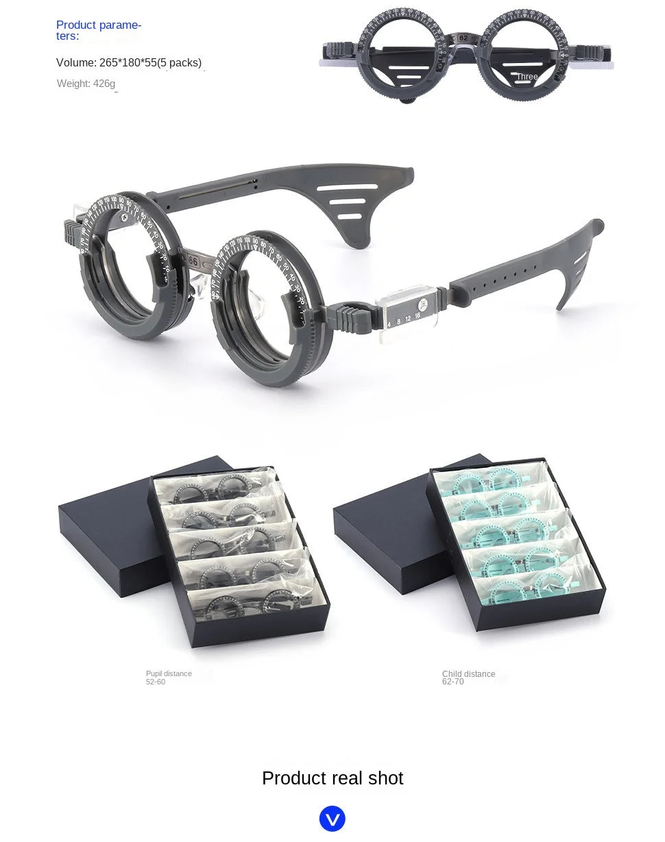 Pure Titanium Trial Frame Optometry Frame Multi Pupil Adjustable Lens Leg Eye Distance Measurement 3 Lenses By Dhoptical