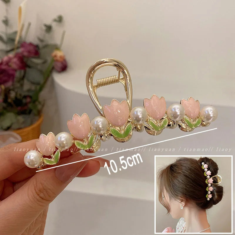 New Sweet Flower Durian Hair Claw Clip Ponytail Grab Hair Clips Shark Clip Woman Hairpins For Girl Hair Accessories Headdress