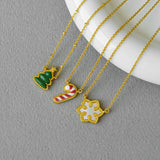 VKVVA Fashion Jewelry Candy Cane Christmas Tree Snowflake Short Pendant Necklace for Women Unique Gifts