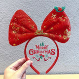 Navidad Bows Elastic Headbands for Adult Children's Hair Accessories Happy Christmas New Year Party Merry  Xmas Headdress Supply