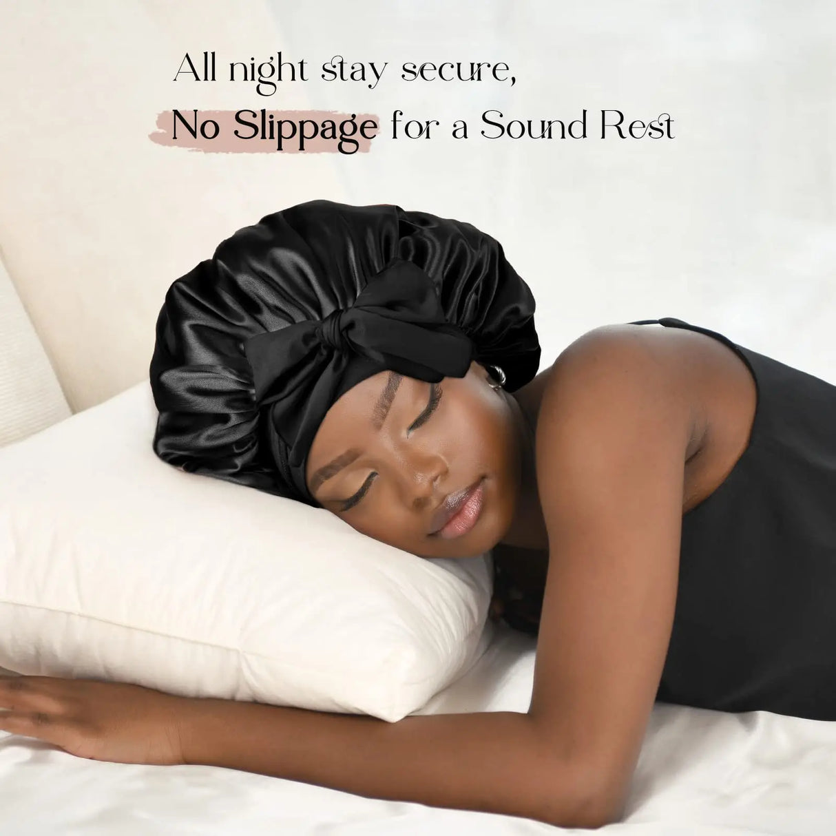 New Satin Double Layer Bonnet Solid Wide Tie Band Stretch Head Silky Bonnet Edge Wrap Nightcap Hair Care Shower Bonnet for Women
