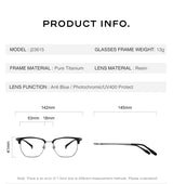 CAPONI Original Designer Men Glasses Frames Pure Titanium  Business Eyewear Anti Blue Light Multifunctional Frame Glasses J23615