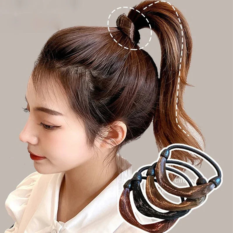 Wig Braided Rubber Band Elastic Hair Rope Tie Head Hair Ring Wig Braid Fixed Hairstyle Elastic Band Extension Ponytail Holder