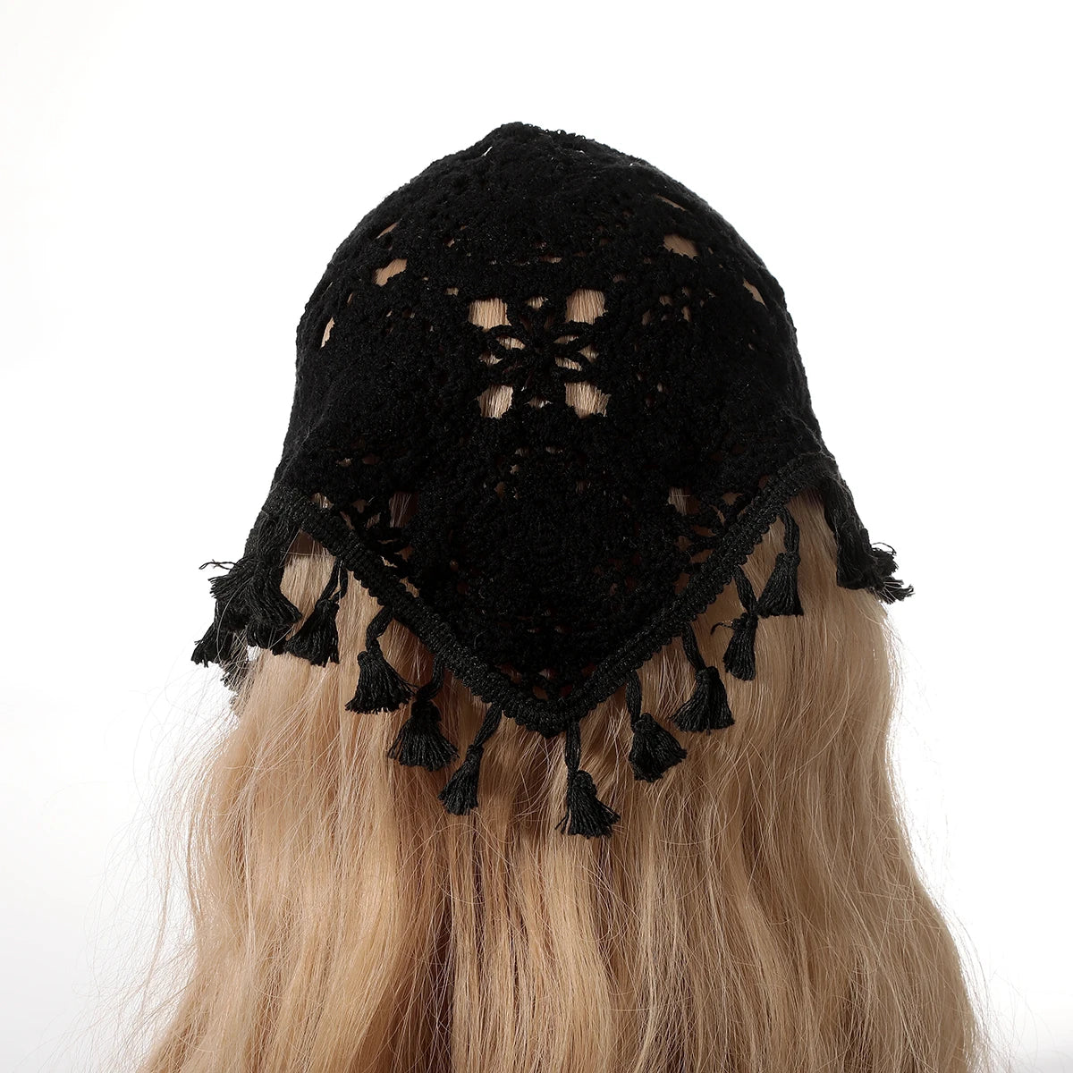 Floral Hair Bandana Knitted Head Kerchief Women Bandana Handmade Crochet Hair Scarf Triangled Headband Headwear