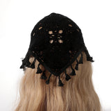 Floral Hair Bandana Knitted Head Kerchief Women Bandana Handmade Crochet Hair Scarf Triangled Headband Headwear