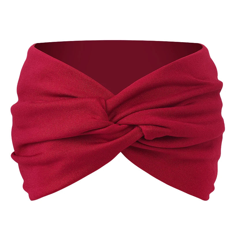 Women Solid Color Super Wide Headband Twisted Criss Cross Elastic Hairband Yoga Running Sports Non Slip Sweat Hair Accessories