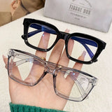 Oversized Square Glasses Women Large Frame Transparent Eyeglasses Anti Blue Light Glasses Over-the-counter Lenses and Glasses