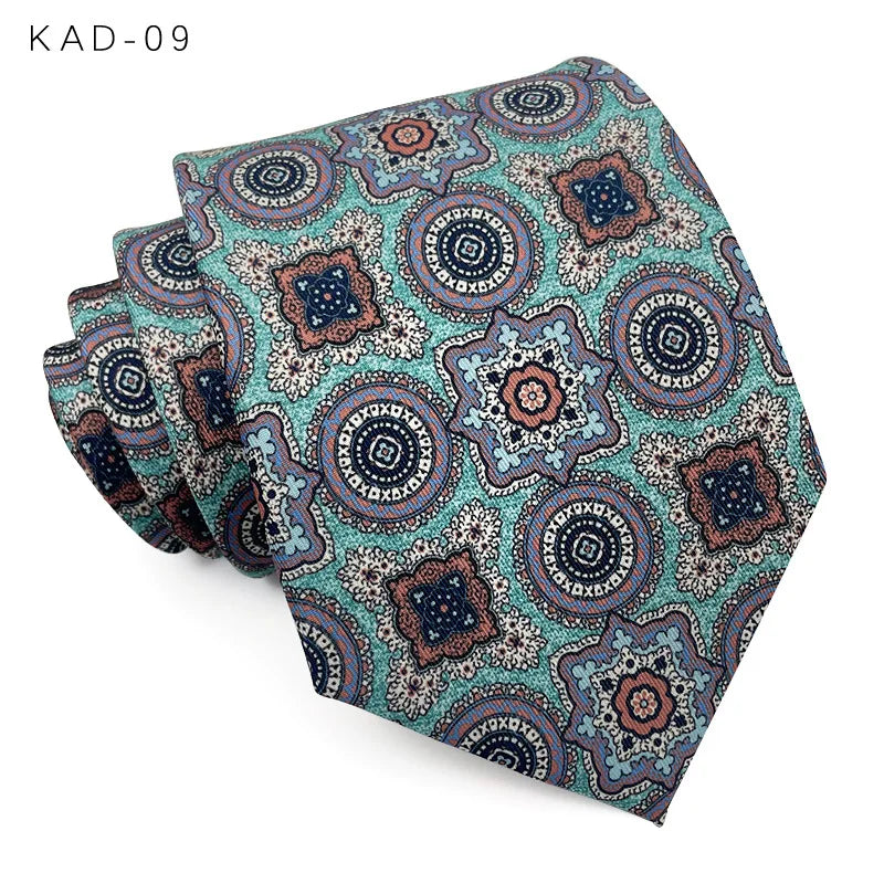 MUGIVALA 9CM Wide Printed Vintage Tie Nostalgic Retro Suit Shirt Formal Business Casual Fashion Accessories