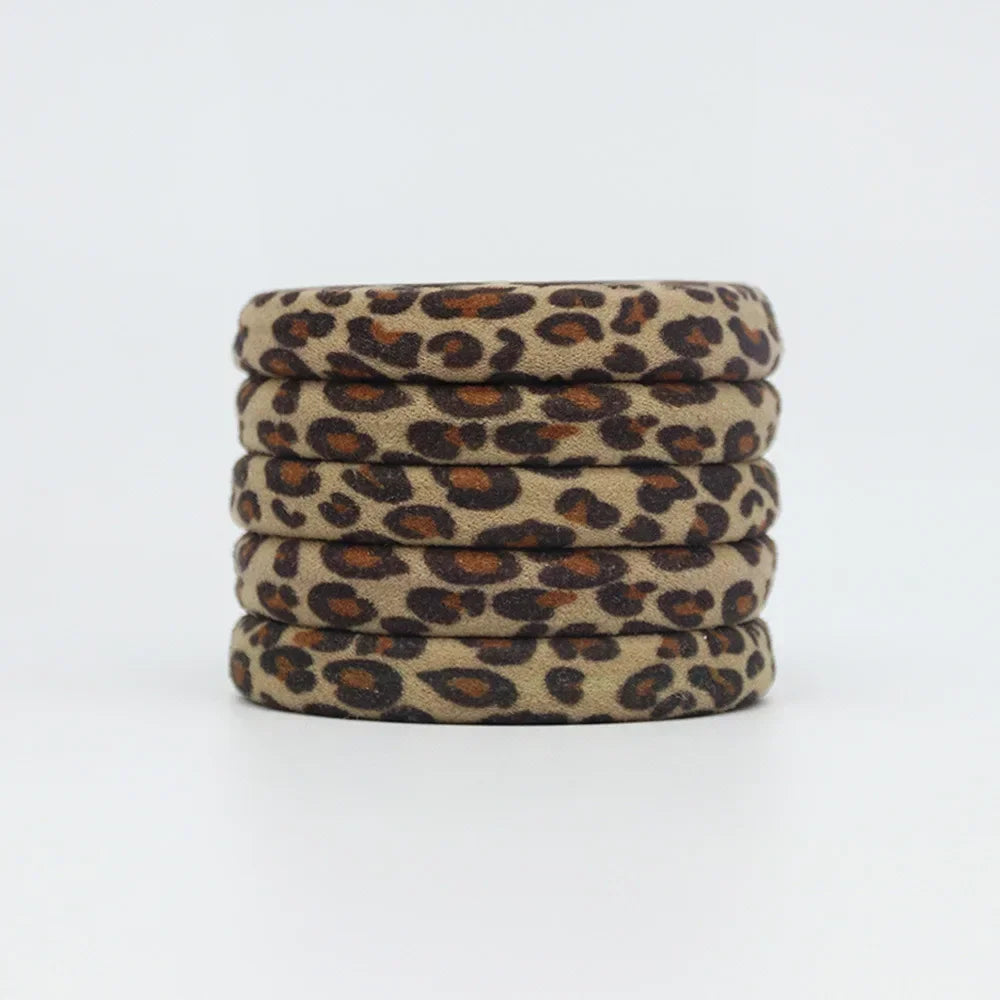 5PC High Elasticity Hair Ties Leopard Print Elastic Hair Scrunchie Ties for Women Wild Fashion Head Rope Hair Styling Accessorie