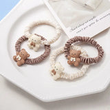 2Pcs/set Cute Bear Hair Elastics Ties Cartoon Hair Rope Ponytail Hair Holder Hair Accessories for Girl and Women