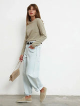 Wolfeel Women's Spring Autumn 100% Cotton T-shirt Bottoming Basic Solid Lady Long Sleeve Loose Tops Shirts Oversized T Shirt