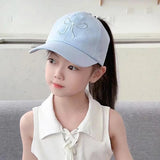Sweet Bow Baby Girl Baseball Caps Pink White Children Sun Hat High Ponytail Kids Boy Sun Hats Adjustable Outdoor Travel Caps New