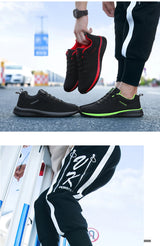 Men Running Sneakers Lightweight Athletic Shoes Classical Mesh Breathable Lace-up Outdoor Walking Shoes Male Tennis Shoes
