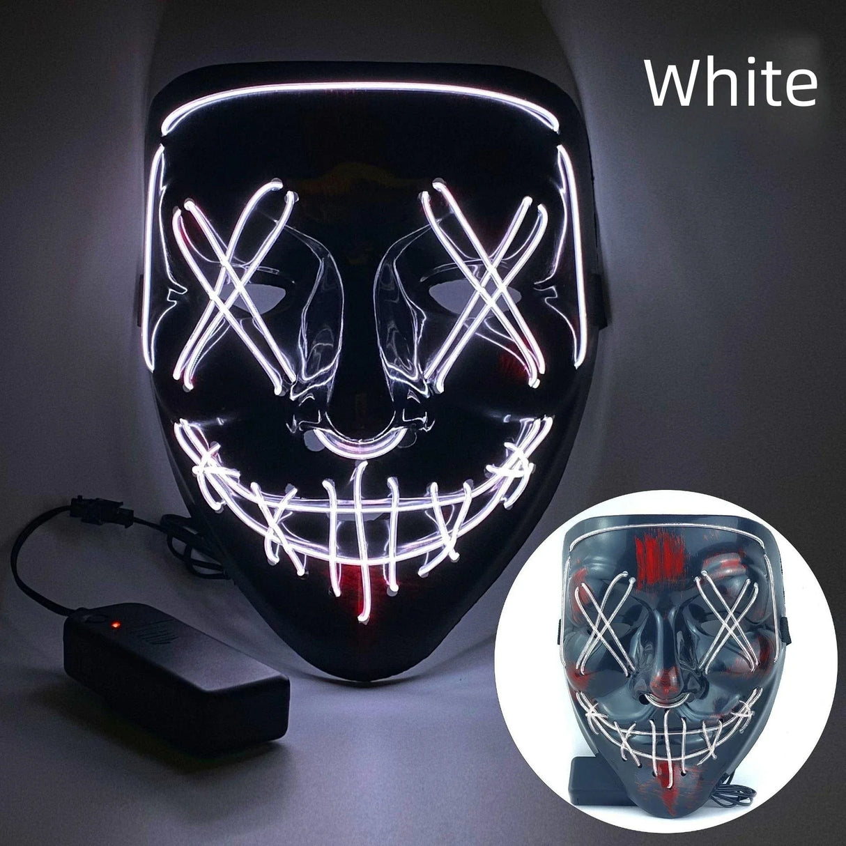 Cosmask Halloween Neon Mask Led Mask Masque Masquerade Party Masks Light Glow In The Dark Funny Masks Cosplay Costume Supplies