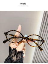 Elliptical Artistic Style Myopia Glasses Retro Small Frame Flat Lenses Ultra Light Finished Near Sight Eyewear Fashion Goggles