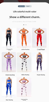 Tie-dye yoga clothing set, sports bra, intimates, yoga pants, non-falling sports tights, peach butt lifting line
