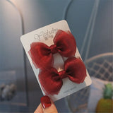 2Pcs/Set Hair Clips Solid Color Grosgrain Ribbon Bowknot Baby Hair Pins Bangs Barrettes Photo Props Gifts