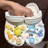 New Sanrio Kuromi LED Shoes Accessories Cartoon Peripheral Cinnamoroll Melody Pompompurin Charm Buckle Charms Kids Gift