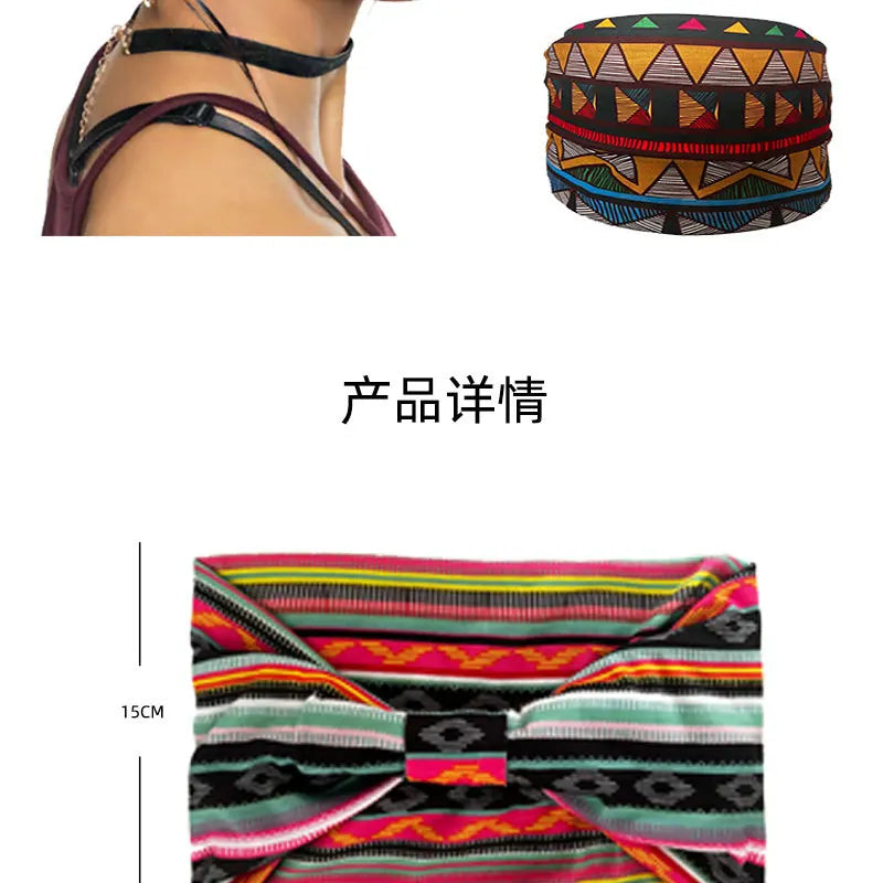 Boho Headbands For Women Fashion Wide Headscarf Bohemian Yoga  Workout Head Bands Hair Accessories Band