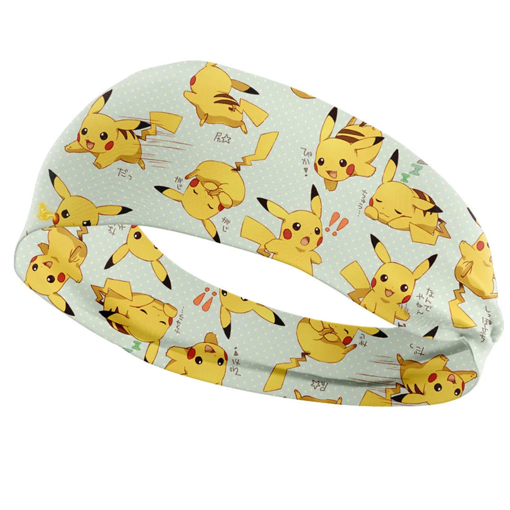 Pokemon Headbands Pikachu Stretch Wide edge Headbands Anime Childrens Sports Headbands Outdoor Running Anti Sweating Headbands