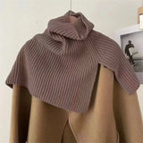 Women Clothing 2023 Autumn Winter Shawl Casual Simple Solid Colour Thermal Scarf Knitted Shoulder Cape Turtleneck Sweater Women