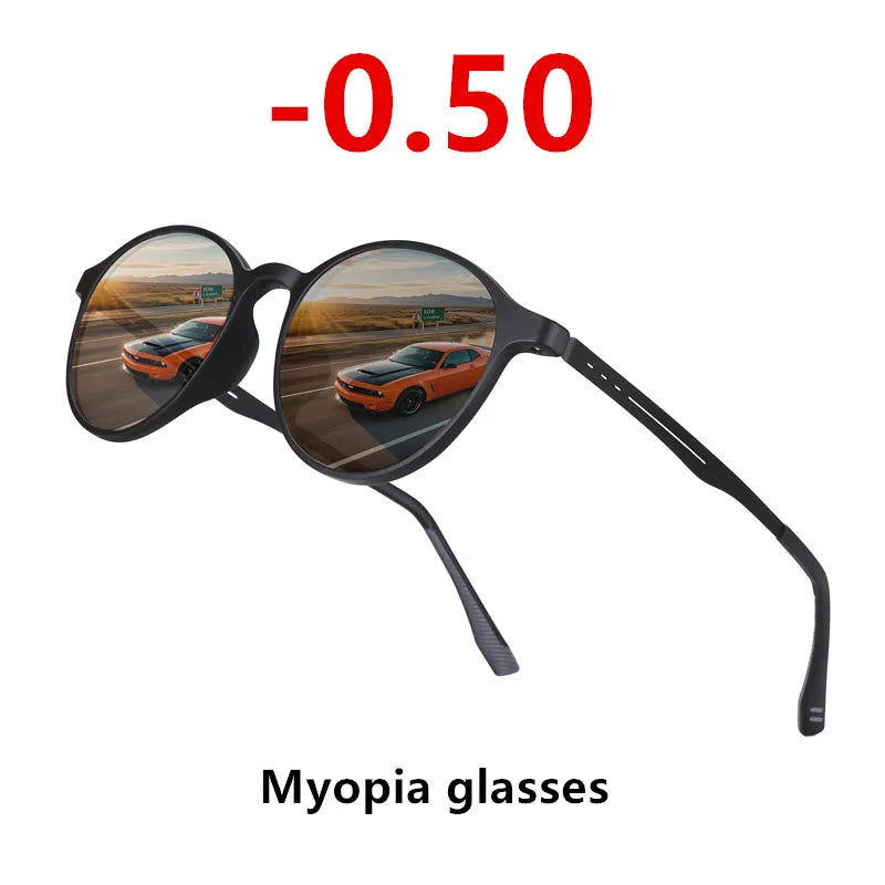 Ultralight Titanium Small Round Frame Men Anti-blue light Myopia Glasses Sunglasses Trend Wild Nearsighted Sun Glasses -1.0~-6.0