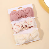 3Pcs/set Elastic Soft Headband for Baby Hair Accessories Newborn Bows Headwear Printing Toddler Bandage Ribbon Bowknot Headscarf