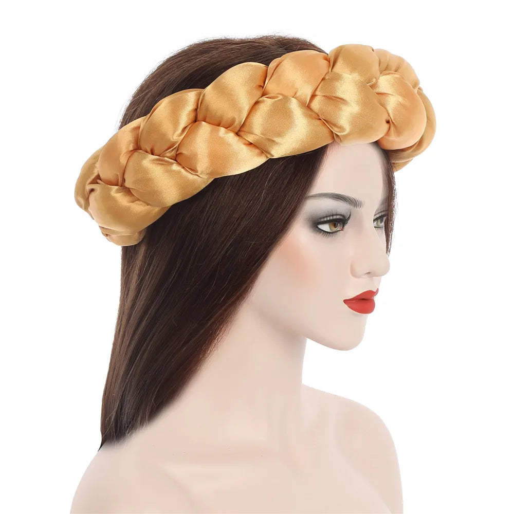 2025 Latest Satin Twist Braids Headband Elastic Headwear African Cap Nigerian Wedding Gele Women Turban Bandana Bandage Wrap Hat