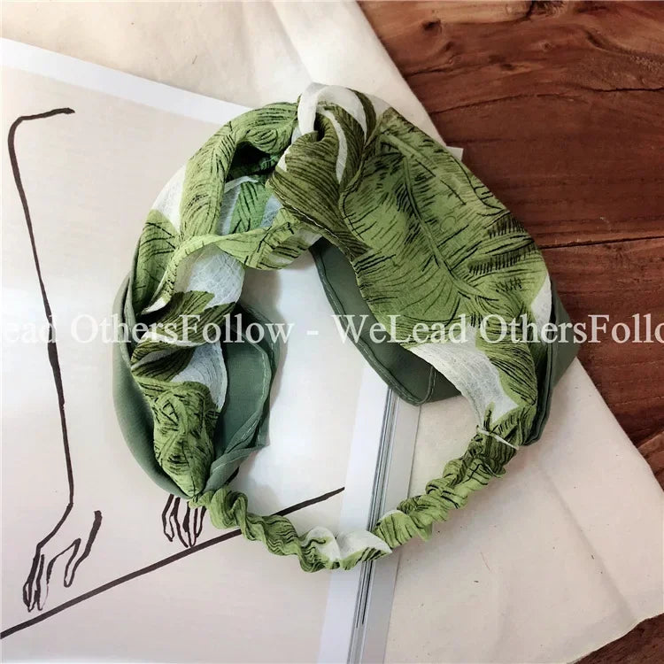 Clearance Fresh Colorful Turban Headbands Women Spring Summer Chiffon Headband Head Wrap Wide Lattice Hairband Hair Accessories