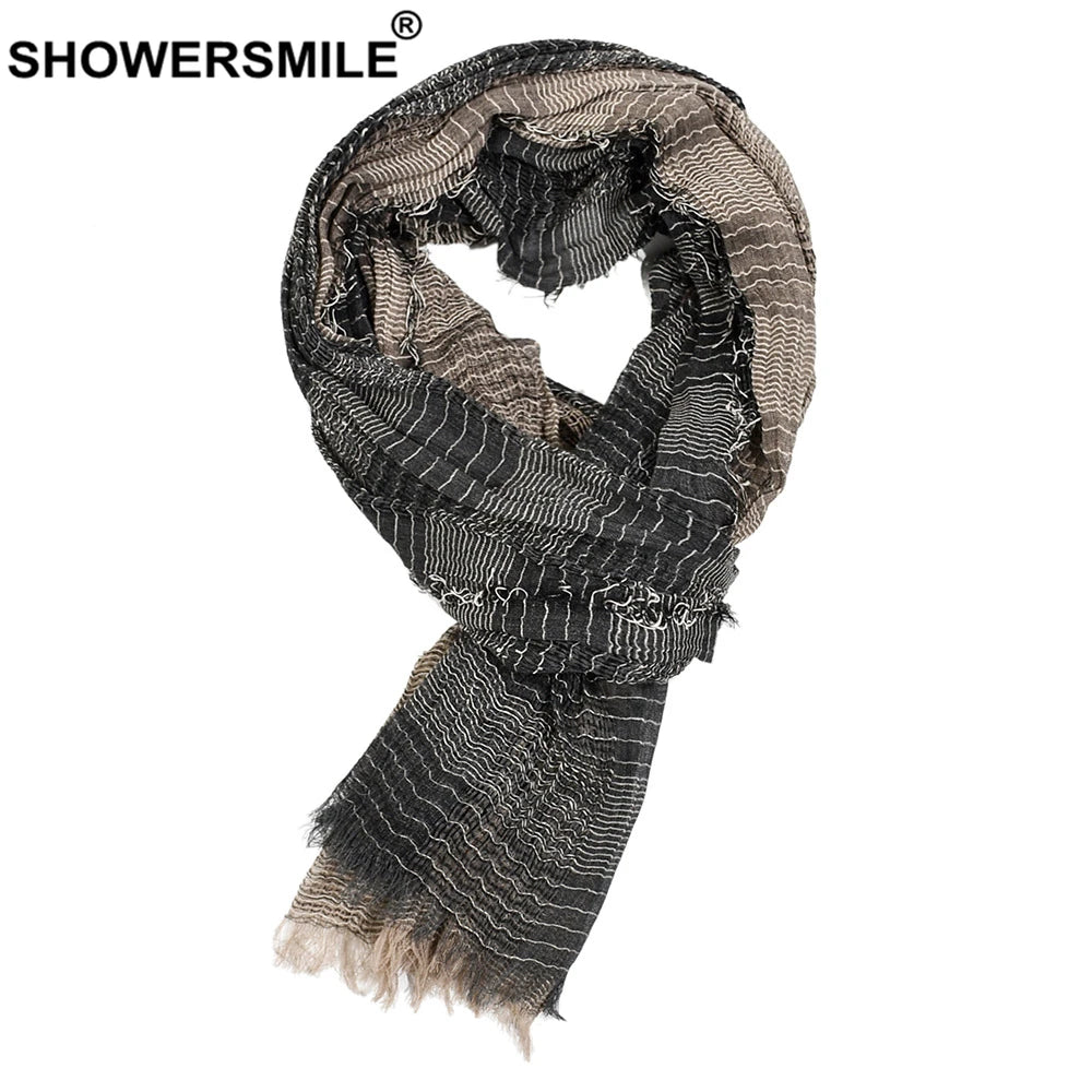 SHOWERSMILE Scarf Men Autumn Winter British Style Mens Scarves Patchwork Khaki Black Gray Navy Male Scarf 180cm*110cm