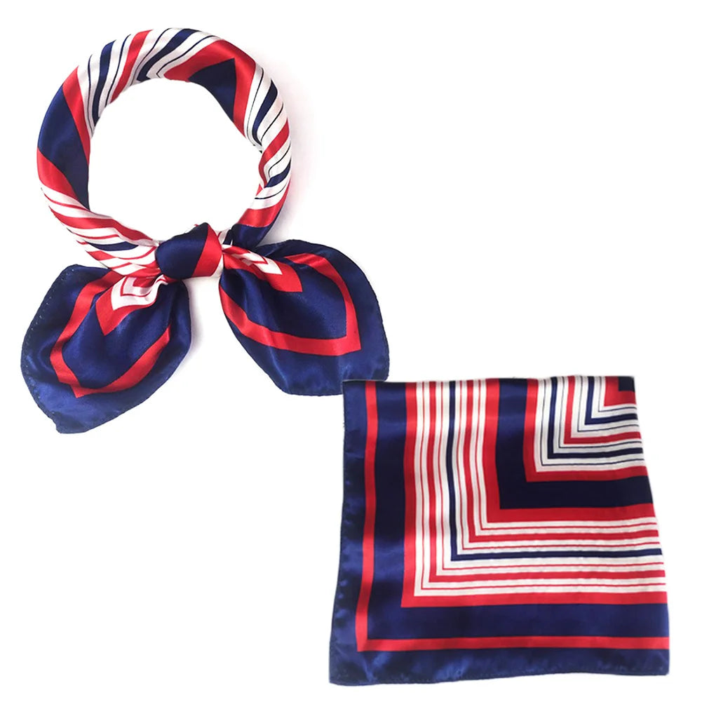Small Stain Silk Scarf Women Summer Sunscreen Neck Scarves Solid Fashion Print Silk Scarf Striped Headband Handle Bag Ribbon