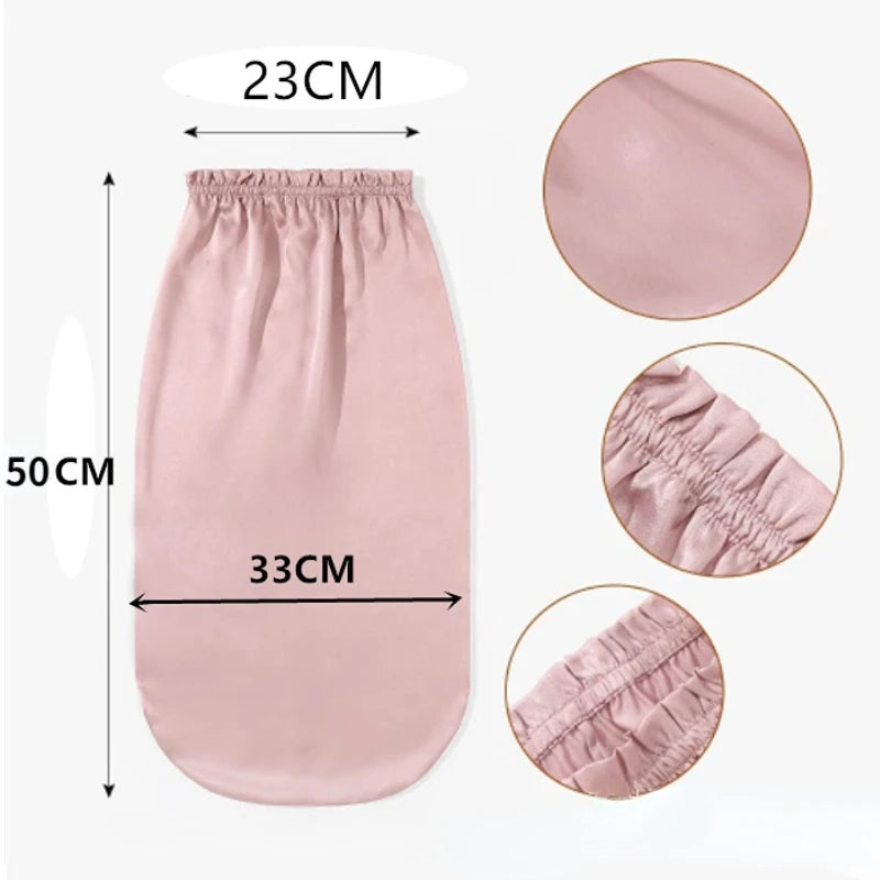 Natural Silk Long Turban Thick Hair Bonnet Night Cap Turban For Sleeping Curly Hair Silk Bonnet For Sleep Elastic Silk Hair Wrap