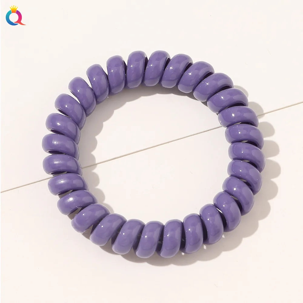 High Elasticity Telephone Coil Hairbands Women Spiral Hair Ties Girls Hair Rings Rope Solid Color Hair Accessories Gum Scrunchy