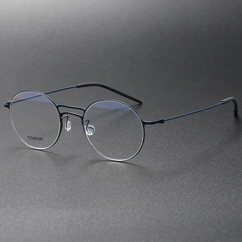 Handmade Round Titanium Glasses Frames 5518 Retro Men Double Beam Round No Screw Eyeglasses Denmark Brand Lightweight Women