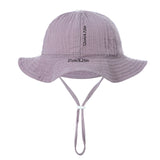 Embroidered Name Breathable Kids Wide Brim Sun Hat With Adustable Chin Strap Suitable For Summer And Beach
