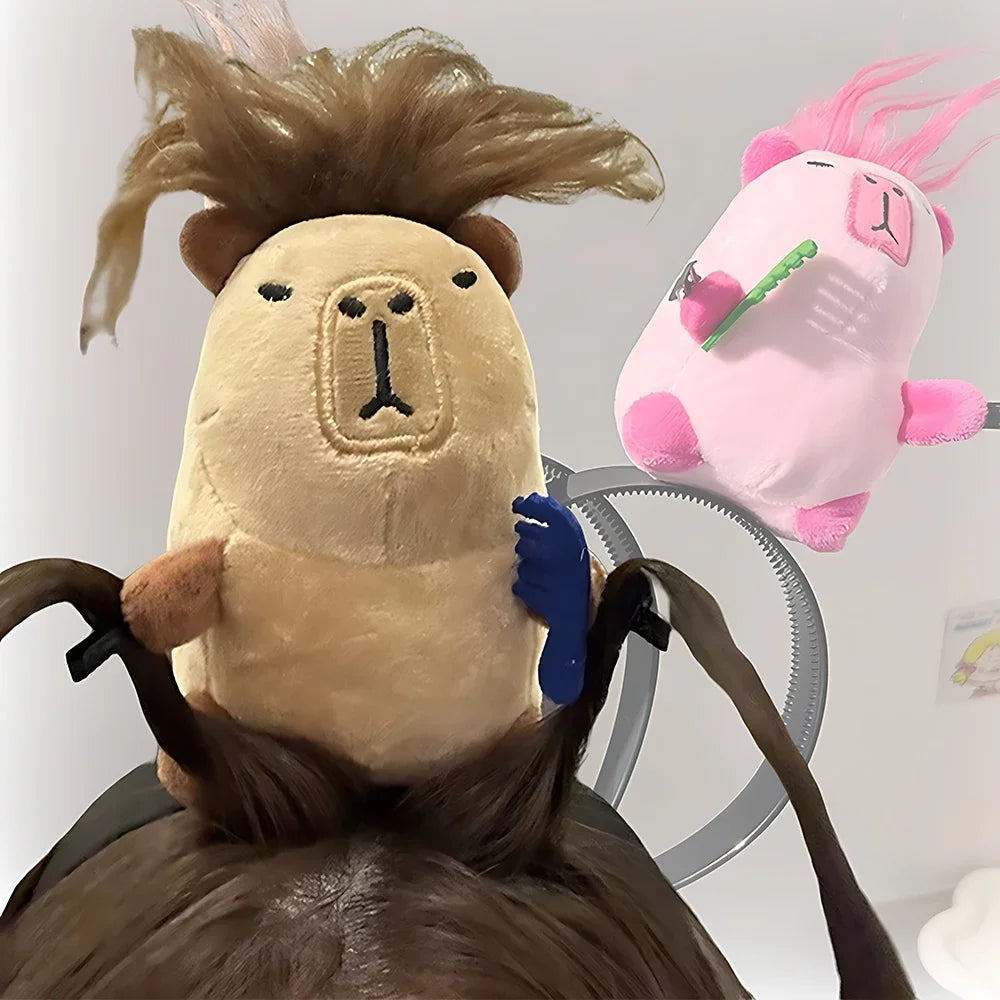 Headband Cartoon Funny Capybara Hair Hoop Summer Women's Cute Face Wash Headband Funny Plush Hair Band Hair Accessories