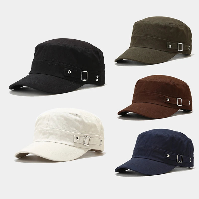 Vintage Men'S Flat Top Hat Washed Cotton Breathable Baseball Cap Men Women Adjustable Snapback Cap Spring Autumn Classic Sun Hat