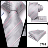 Black Red Striped Silk Wedding Tie For Men Handky Cufflink Gift Men Necktie Fashion Business Party Dropshiping Hi-Tie Designer